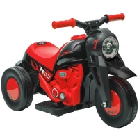 AIYAPLAY Moto électrique enfants 2-5 ans, 3 roues, 6 V, 3 km/h, avec fonction de bulles, effets lumineux et sonores, rouge(m-12)