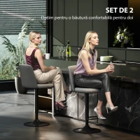 HOMCOM Set 2 Scaune de Bar Pivotante cu Înălțime Reglabilă Gri Închis(m-4)