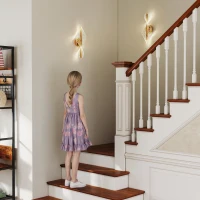 HOMCOM Led Wall Lamp 2 Pack, 13W Modern Indoor Spiral Wall Light, Colour Temperature Adjustable 3000K/4000K/6500K, for Bedroom, Living Room, Hallway, Stairs, Gold Tone(m-9)