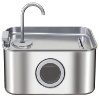 PawHut 3.2L Cat Water Fountain for Drinking, Cat Fountain Stainless Steel with Visible Water-Level Window, Ultra-Silent Pump(m-11)