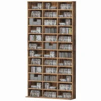 HOMCOM CD Storage Unit with Adjustable Shelves, 102 x 195 cm, Rustic Brown(m-11)