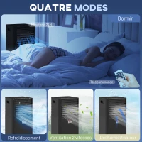 HOMCOM Climatiseur mobile 7000 BTU avec télécommande, minuterie 24H, jusqu'à 26 m², classe énergétique A, noir(m-4)