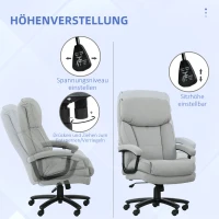 HOMCOM Grote hoge bureaustoel, 200 kg draagcapaciteit, robuuste constructie, zachte bekleding, Lichtgrijs(m-5)