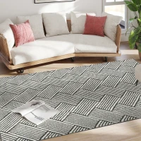 HOMCOM Tapis salon 200 x 140 cm poils courts lavable en machine hypoallergénique pour salon, chambre à coucher, bureau, gris(m-9)