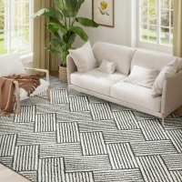 HOMCOM Tapis salon 230 x 160 cm cm poils courts lavable en machine hypoallergénique pour salon, chambre à coucher, bureau, gris(m-11)