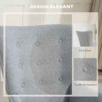 HOMCOM Fauteuil de salon en tissu bouclette, fauteuil capitonné et rembourré avec pieds en bois, 71 x 74 x 96 cm, gris clair(m-4)