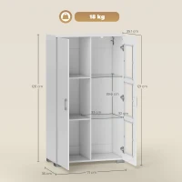 HOMCOM High Gloss Sideboard, Display Cabinet with 16-Colour RGB LED Lights and Remote Control, Modern Storage Cupboard with Glass Doors and Shelves for Living Room, Dining Room, Kitchen, White(m-3)