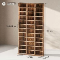 HOMCOM CD Storage Unit with Adjustable Shelves, 102 x 195 cm, Rustic Brown(m-3)