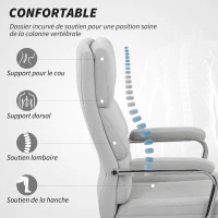 HOMCOM Fauteuil de bureau, chaise de bureau ergonomique avec hauteur réglable, fonction de bascule, 62 x 73 x 105-113 cm, gris(m-4)