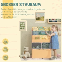 HOMCOM Kinderregal mit Schublade, Bücherregal mit Fächern, 60 x 29,9 x 90 cm, Rosa(m-4)