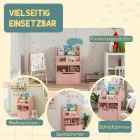 HOMCOM Kinderregal mit Schublade, Bücherregal mit Fächern, 60 x 29,9 x 90 cm, Rosa(m-7)