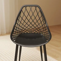 HOMCOM Set 4 Scaune Moderne cu Spătar Perforat Plastic și Metal Negru(m-9)