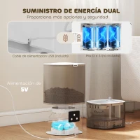 PawHut Dispensador de Comida para Gatos y Perros de 3L con Control de App 1-10 Comidas al Día Filtros Luz LED con Cable o Pilas(m-8)