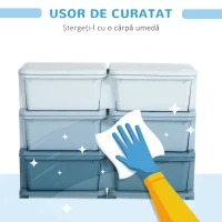 HOMCOM Comodă 6 Sertare pentru Copii cu Margini Rotunjite din PP Albastru(m-6)