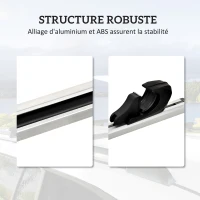 HOMCOM Barres de toit de voiture transversales porte-bagage verrouillables 2 clés fournies alliage d'aluminium 123,5 x 5,5 x 7 cm argenté et noir(m-4)