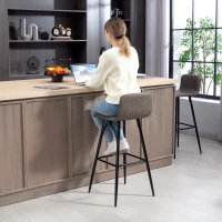 HOMCOM Set 2 Scaune de Bar cu Spătar și Suport pentru Picioare din PU și Oțel Maro(m-7)