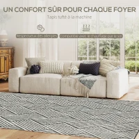 HOMCOM Tapis salon 230 x 160 cm cm poils courts lavable en machine hypoallergénique pour salon, chambre à coucher, bureau, gris(m-4)