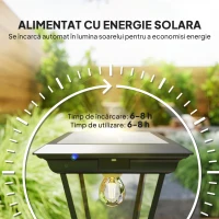 Outsunny Lampadar de Exterior cu Energie Solară cu Senzor PIR Negru(m-5)