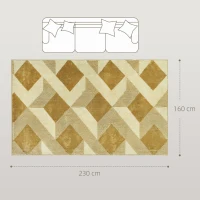 HOMCOM Tapis salon 230 x 160 cm poils courts lavable en machine hypoallergénique pour salon, chambre à coucher, bureau, jaune(m-3)