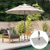 Outsunny Base de Sombrilla Exterior Universal 25 kg de Mármol con 2 Ruedas y Asa de Transporte Tubo de Ø35/38/48 mm Soporte de Parasol para Jardín Balcón Patio 40x40x36 cm Gris(m-2)