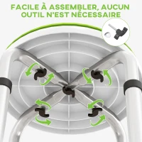 HOMCOM Tabouret de douche siège de douche antidérapant tabouret de bain hauteur réglable pivotant à 360° en aluminium(m-7)