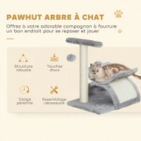 PawHut Arbre à chat, tour de jeux pour chats avec pont à griffer en sisal, tunnel demi-rond 2 balles 40 x 30 x 43 cm gris(m-4)