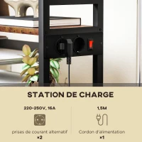 HOMCOM Support d'imprimante 4 niveaux avec prises de courant, roulettes et étagères de rangement, cadre en métal, brun rustique(m-4)