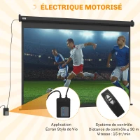 HOMCOM Écran vidéoprojecteur motorisé et électrique 84 Pouces, 4:3 4K HD, panneau de commande et télécommande(m-4)