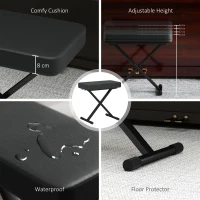 HOMCOM Scaun pentru Pian Pliabil și Reglabil pe 4 Înălțimi Negru(m-4)