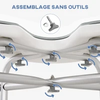 HOMCOM Tabouret de douche siège de douche hauteur ajustable 39-51,5 cm barre d'appui à ventouse patins à ventouse gris(m-6)