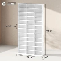 HOMCOM CD Storage Unit with Adjustable Shelves, 102 x 195 cm, Marble Effect(m-3)