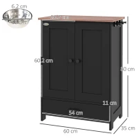 PawHut Pet Feeding Station with Raised Dog Bowls, Adjustable Panel, Hooks, Black(m-3)