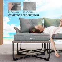 Outsunny Conjunto de Jardín de Ratán Sintético con Sofá de Exterior de 4 Módulos y 1 Mesa de Centro y Cojines Gris(m-5)