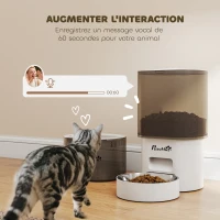 PawHut Ensemble de mangeoire et distributeur d'eau pour animaux de compagnie, mangeoire pour chat et fontaine d'eau, blanc(m-7)