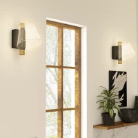 HOMCOM Led Wall Lamp 2 Pack, 5W Modern Indoor Starry Wall Light, Colour Temperature Adjustable 3000K/4000K/6500K, for Bedroom, Living Room, Hallway, Stairs, Black(m-7)