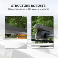 HOMCOM Barres de toit de voiture transversales porte-bagage verrouillables 2 clés fournies alliage d'aluminium noir(m-4)