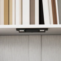 HOMCOM Librería de 5 Niveles en Forma de S con 5 Estantes y 2 Puertas para Sala de Estar Oficina 60x23,8x179,2 cm Blanco(m-9)