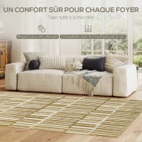 HOMCOM Tapis salon 200 x 140 cm poils courts lavable en machine hypoallergénique pour salon, chambre à coucher, bureau, jaune(m-4)