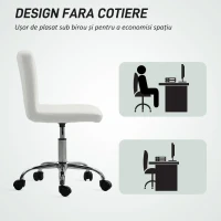 HOMCOM Scaun de Birou Reglabil pe Înălțime cu Tapițerie cu Nasturi Alb(m-5)