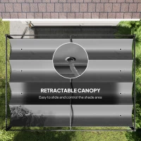 Outsunny 4 x 3(m) Metal Outdoor Pergola with Retractable Roof, Outdoor Gazebo with Drainage Holes for Garden, Patio, Lawn, Grey(m-6)