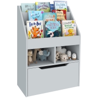 HOMCOM Kinderboekenrek met Lade en Vakken, 60 x 29,9 x 90 cm, Grijs