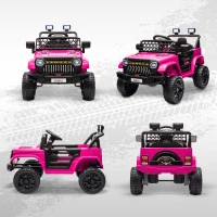 AIYAPLAY Voiture électrique enfant 4x4 télécommande 2,4Ghz, 2 moteurs 12 V, vitesse réglable, musique, klaxon, lumières LED, noir(m-9)