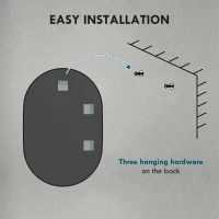 HOMCOM Specchio Bagno Ovale da Parete con Cornice in Alluminio, Verticale o Orizzontale, 60x90cm, Nero(m-7)