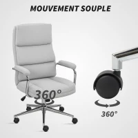 HOMCOM Fauteuil de bureau, chaise de bureau ergonomique avec hauteur réglable, fonction de bascule, 62 x 73 x 105-113 cm, gris(m-9)