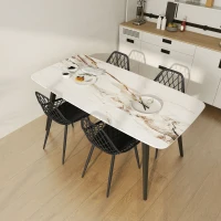 HOMCOM Set 4 Scaune Moderne cu Spătar Perforat Plastic și Metal Negru(m-6)