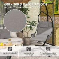 Outsunny Hamac Balansoar Căptușit cu Cârlig și Lanț Gri și Negru(m-6)