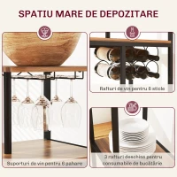 HOMCOM Set Blat de Bar Pliabil și 2 Scaune, Suport Vin și Pahare, Maro(m-5)