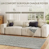HOMCOM Tapis salon 170 x 120 cm poils courts lavable en machine hypoallergénique pour salon, chambre à coucher, bureau, gris(m-4)