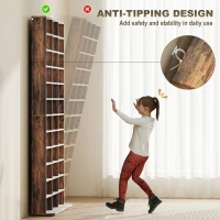 HOMCOM CD Storage Unit with Adjustable Shelves, 102 x 195 cm, Rustic Brown(m-6)