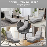 HOMCOM Chaise Longue Reclinabile con Schienale Alto, Imbottitura Spessa e Gambe in Metallo, Grigio Chiaro(m-7)